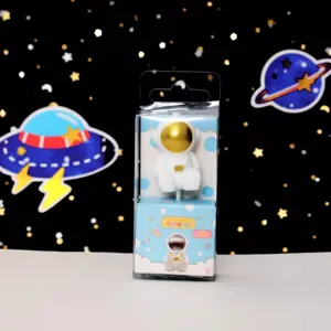 Creative astronaut birthday candle cake topper for kids space theme party cake decoration