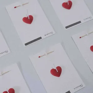 Creative 3D heart candle greeting card detail view, romantic confession card with match design.