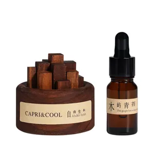Black walnut wood aroma diffuser set with essential oil dropper bottle, desktop ornament home decor.