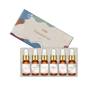 6-pack 10ml essential oils gift set with droppers, water-soluble aromatherapy for humidifiers.