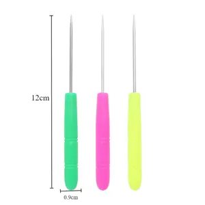 Colorful DIY craft awl tool with metal needle and plastic handle for piercing punching.