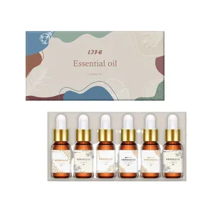 6 bottle essential oil set with dropper, 10ml water soluble aroma oil for humidifier home fragrance.