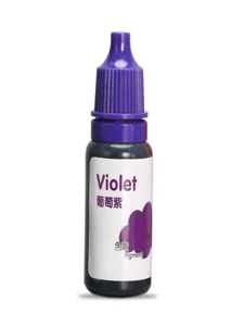 Detail view of a 10ml liquid pigment dropper bottle, perfect for DIY slime and crafts.