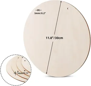 Ξύλινος κενός στρογγυλός δίσκος 30cm τρυπημένη πινακίδα πόρτας DIY χριστουγεννιάτικη διακόσμηση