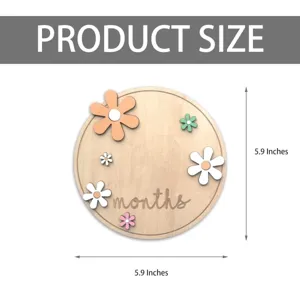 Panneau mensuel de jalons de bébé en bois avec fleurs, accessoire photo nouveau-né 5,9 po.