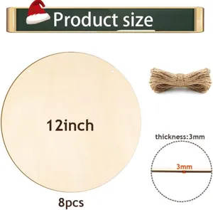 Στρογγυλές Ξύλινες Άγραφες Πλάκες 30εκ 8Τεμ DIY Χριστουγεννιάτικη Διακόσμηση