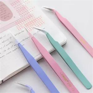 Macaron colored precision tweezers set, straight and curved tips for DIY crafts and candles.