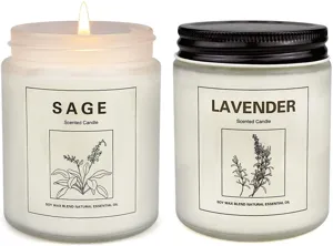 Scented candle glass jar with soy wax blend and essential oil, elegant home decor fragrance.