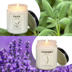 Scented candle jar frosted glass soy wax natural essential oil aromatherapy candle decor