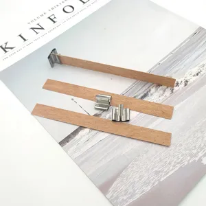 Wooden candle wicks with metal base for DIY handmade scented candles smokeless natural wood.