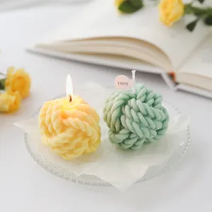 Creative yarn ball scented candle set aesthetic photography prop cute decorative wax candle