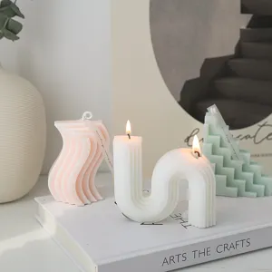 Nordic Minimalist Geometric Scented Candle Creative Wave Paraffin Wax Aromatherapy Candle For Home Decor
