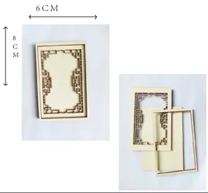 Holz geschnitzter Kühlschrankmagnet DIY Materialpaket antiker Stil hohler Rahmen