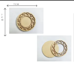 Holzgeschnitzter DIY Rohling Kühlschrankmagnet Zubehör, 7cm Naturholz Handwerksteil.