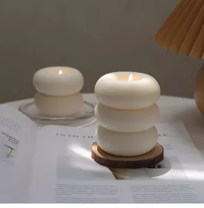 Bougie parfumée en anneau empilée décoration d'intérieur esthétique bougie pilier pour table