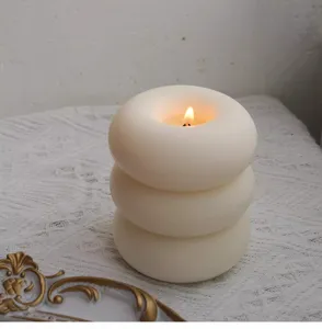 Bougie parfumée anneau créative design empilé à trois couches décoration maison