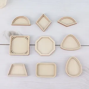Bastidor de Bordado de Madera Marco Circular Accesorios de Manualidades DIY Rodaja de Madera de Álamo Imán de Nevera Múltiples Formas Decoración del Hogar