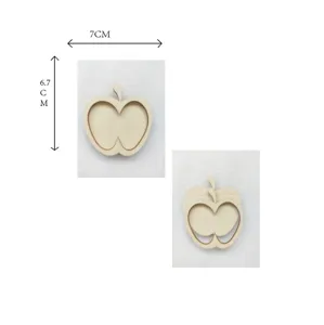 Holz Apfel Form DIY Bastelstück, 7x6.7cm Rohholz Scheibe für handgemachte Kühlschrankmagnete.