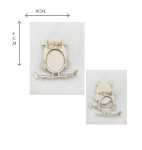 Nahaufnahme des lasergeschnittenen Eulen-Holzhandwerks, ideal für kreative DIY-Magnete.