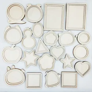 Cadre de Broderie en Bois Aimant de Réfrigérateur Artisanat DIY Tranches de Bois Non Finies Forme de Buis Naturel Fournitures