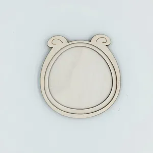 Cadre de broderie forme ours en bois accessoire bricolage aimant frigo rond pièce en bois