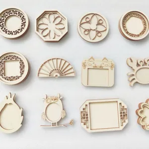 Holz DIY Rohling Zubehör Set, lasergeschnittene Holzteile in verschiedenen Formen für Handwerk.