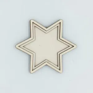 Étoile en bois brute pour loisirs créatifs, cadre de broderie DIY et aimant de réfrigérateur.