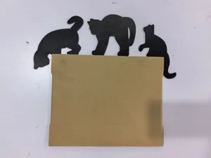 Wooden black cat wall door frame decor set, Halloween party spooky silhouette props home art.