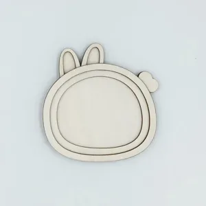 Mini cadre à broder en bois brut DIY accessoire d'artisanat, forme de lapin mignon.