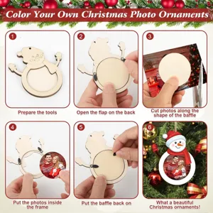 Pendentif cadre photo de Noël en bois DIY, artisanat de bonhomme de neige pour la peinture.