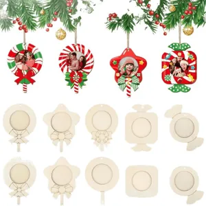 Ornements en bois de Noël inachevés bricolage artisanat suspendu tranche pour enfants.