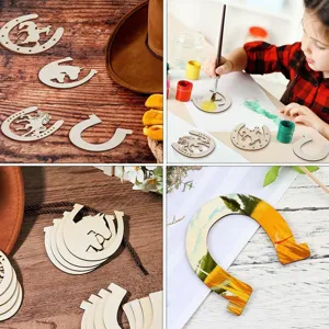 Ebauches de bricolage en fer a cheval en bois pour peinture d'enfants et decorations.