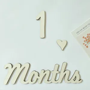 Wooden monthly milestone photo prop set with numbers and letters for baby party decoration