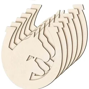 Bois fer à cheval tête de cheval découpe DIY artisanat pendentif décoration suspendue