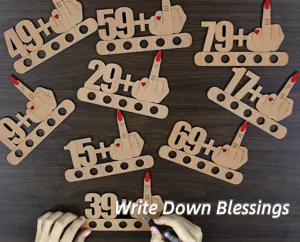 Soporte de dinero de cumpleaños de madera divertido dedo medio regalo fiesta decoración