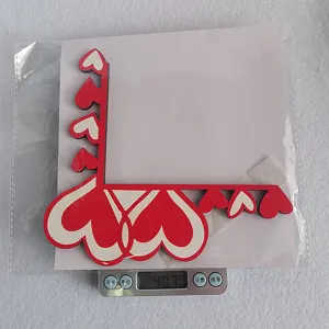 Wooden Valentine's day door corner decoration, red and white heart design for party wall.