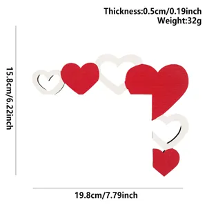 Valentine's day wooden door corner decor specification diagram with clear dimensions.
