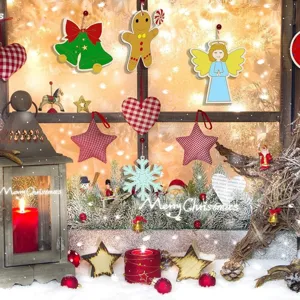 Wooden Christmas tree hanging ornaments DIY painted craft hollow snowflake holiday decor