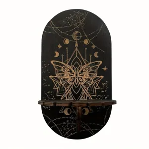 Böhmischer Hölzerner Kristall Display Ständer Schwarze Hexerei Wandbehang Dekor Mondphase Kristall Halter Regal Heimdekoration