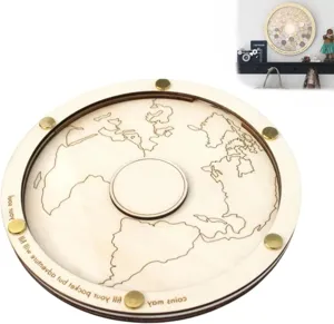Wooden world map coin box personalized travel gift piggy bank for desktop decoration
