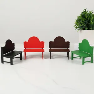Miniature wooden chair desktop ornament dollhouse decoration craft micro landscape props