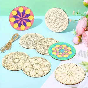 Enfants Bois Mandala Peinture DIY Artisanat Ensemble Tranches de Bois Jouet Éducatif