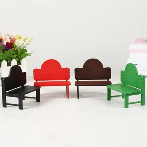 Mini wooden bench miniature furniture dollhouse micro landscape decoration ornament desktop props