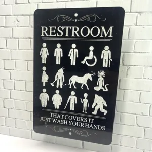 Funny restroom sign decorative door plaque humorous bathroom wall art novelty decor