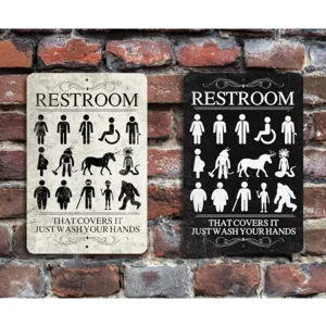 Funny restroom metal sign vintage wall decor funny bathroom plaque home hanging art