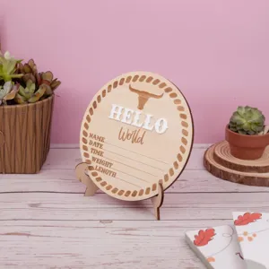 Targhetta in legno annuncio nascita neonato targa milestone decorazione stanza bambino supporto foto 1pz