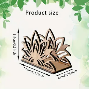 Houten lotus visitekaartjeshouder kantoor retro kaartendisplay standaard 13x6x8,4cm