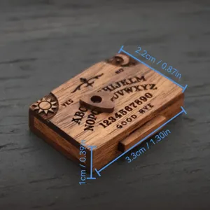 Μικρό ξύλινο κουτί με πίνακα Ouija και συρτάρι, vintage διακοσμητικό στολίδι γραφείου.