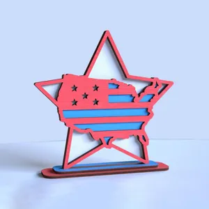 Houten Amerikaanse vlag ster bureau ornament voor Onafhankelijkheidsdag feest decor.