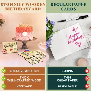 Wooden birthday card with cash holder, creative wooden greeting card for birthday gift.